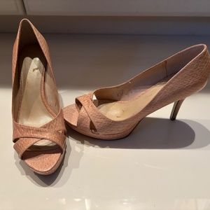 Marc Fisher "Girly" Light Pink Snakeskin Open Toe Platform Pump